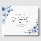 Bohemisch Dusty Blue Floral Wedding Gästebuch (Vorderseite)