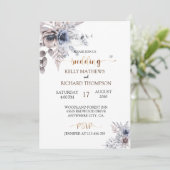 Bohemisch Dusty Blue Hochzeit Einladung (Stehend Vorderseite)