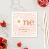 Bohemisch Dusty Pink One Daisy 1. Geburtstag Serviette (Beispiel)