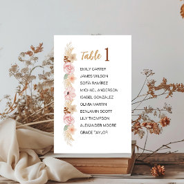 Bohemisch Earth Tone Floral Gäste Hochzeitstisch Sockelschild