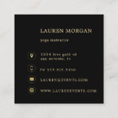 Bohemisch Earth Tones Gold Yoga Studio Quadratische Visitenkarte (Rückseite)