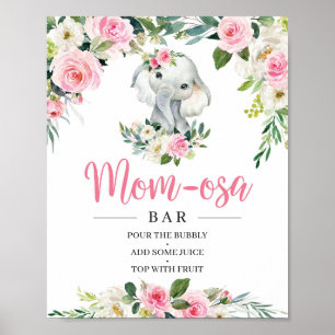 Bohemisch Elephant Blush Mama osa Bar Zeichen Poster