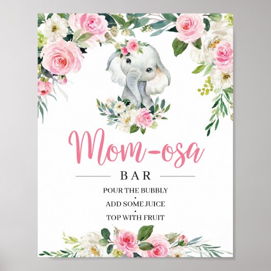 Bohemisch Elephant Blush Mama osa Bar Zeichen Poster (Vorne)