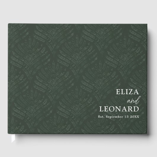 Bohemisch Evergreen Fern Moderne Minimalistische H Gästebuch (Vorderseite)