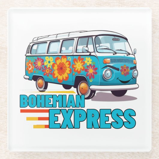 Bohemisch Express.w-min Glasuntersetzer (Vorderseite)