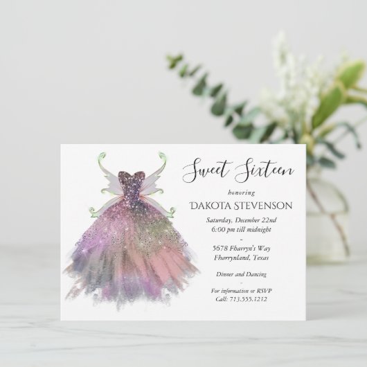 Bohemisch Fairy Ball Gown | Mute Ombre Wine Sheen Einladung (Stehend Vorderseite)