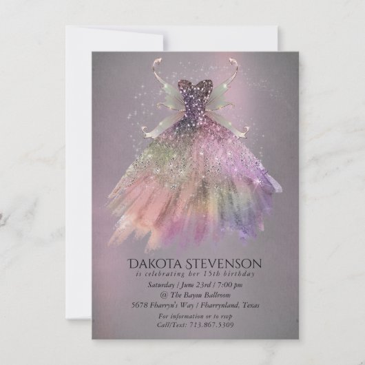 Bohemisch Fairy Ball Gown | Mute Ombre Wine Sheen Einladung (Vorderseite)