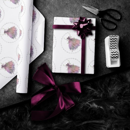 Bohemisch Fairy Ball Gown | Mute Ombre Wine Sheen Geschenkpapier