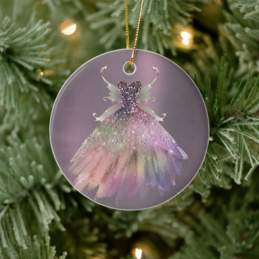 Bohemisch Fairy Ball Gown | Mute Ombre Wine Sheen Keramik Ornament (Baum)