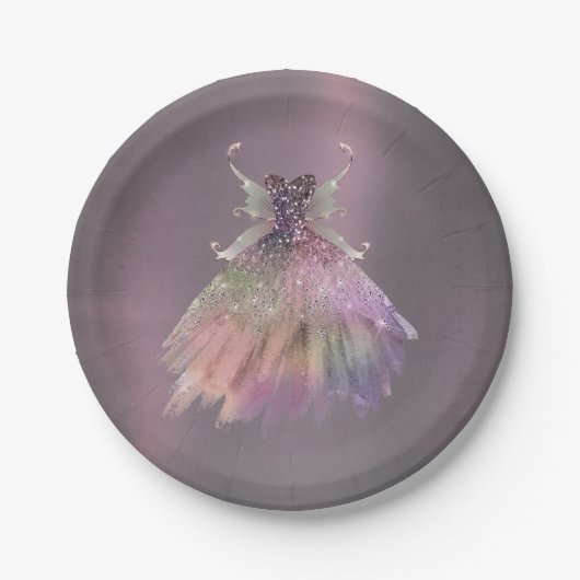 Bohemisch Fairy Ball Gown | Mute Ombre Wine Sheen Pappteller (Vorderseite)
