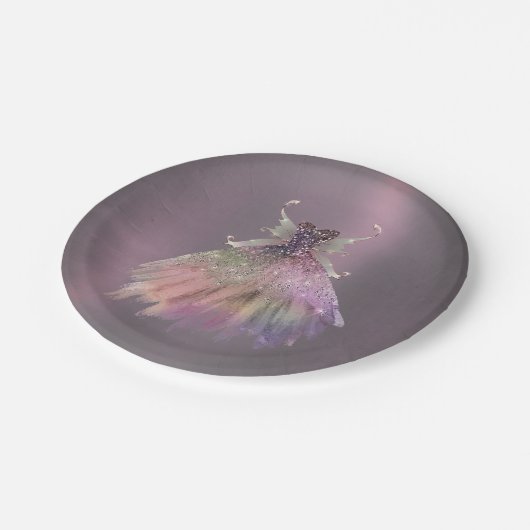 Bohemisch Fairy Ball Gown | Mute Ombre Wine Sheen Pappteller (Schrägansicht)