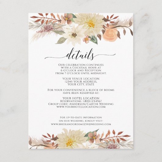 Bohemisch Fall Floral Wasserfarbe Bio Erde Begleitkarte (Vorderseite)