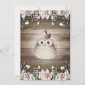 Bohemisch Feather Friends Owl & Bird Baby Dusche Einladung (Rückseite)