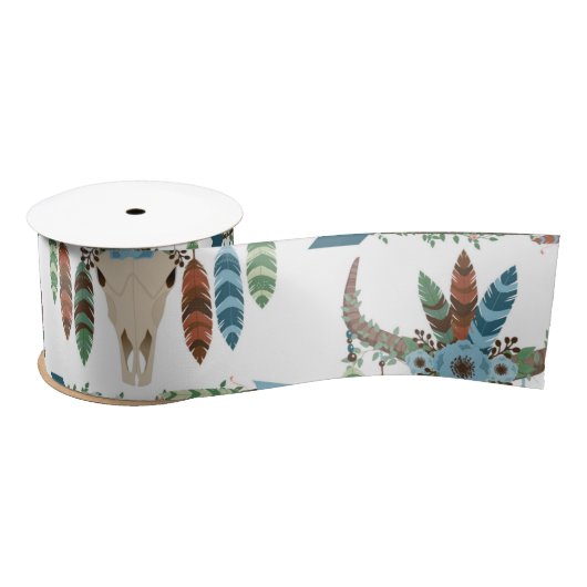 Bohemisch Feathers Dreamcatcher Blue Antler Arrow Satinband (Spule)