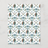 Bohemisch Feathers Dreamcatcher Blue Blumen Pfeile Flyer (Hinten)