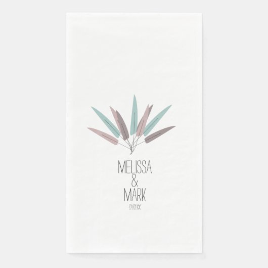 Bohemisch Feathers Paare Name Hochzeit Serviette (Vorderseite)