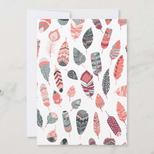 Bohemisch Feathers Pattern Baby Shower Einladung (Rückseite)