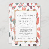 Bohemisch Feathers Pattern Baby Shower Einladung (Vorne/Hinten)