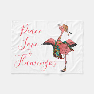 Bohemisch Flamingo: Peace Liebe & Flamingos Fleecedecke