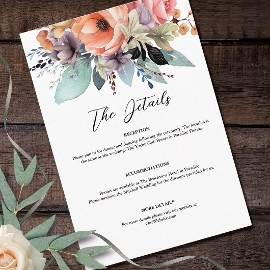 Bohemisch Floral Bouquet Wasserfarbe Begleitkarte