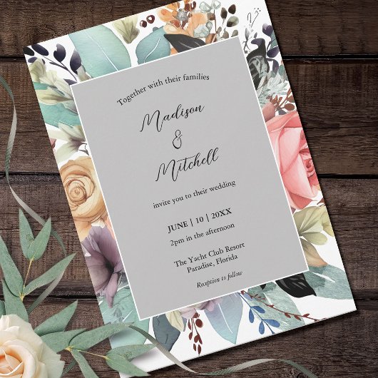 Bohemisch Floral Bouquet Wasserfarbe Einladung