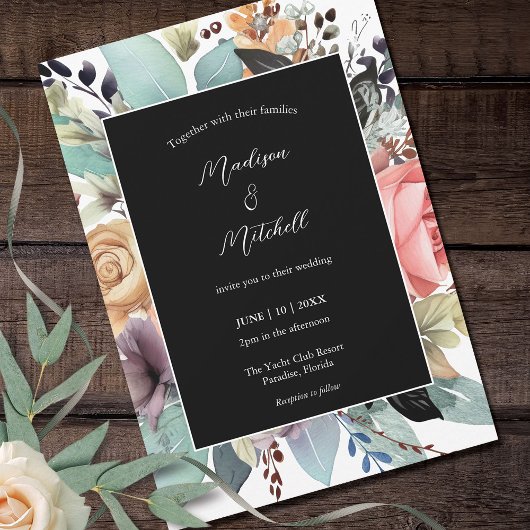 Bohemisch Floral Bouquet Wasserfarbe Einladung