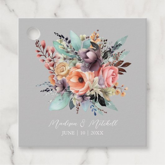 Bohemisch Floral Bouquet Wasserfarbe Geschenkanhänger (Vorderseite)