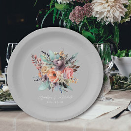 Bohemisch Floral Bouquet Wasserfarbe Pappteller