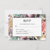 Bohemisch Floral Bouquet Wasserfarbe RSVP Karte (Vorderseite)