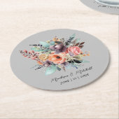 Bohemisch Floral Bouquet Wasserfarbe Runder Pappuntersetzer (Angewinkelt)