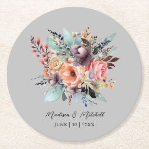 Bohemisch Floral Bouquet Wasserfarbe Runder Pappuntersetzer