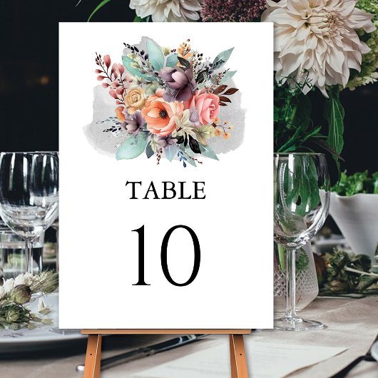 Bohemisch Floral Bouquet Wasserfarbe Tischnummer