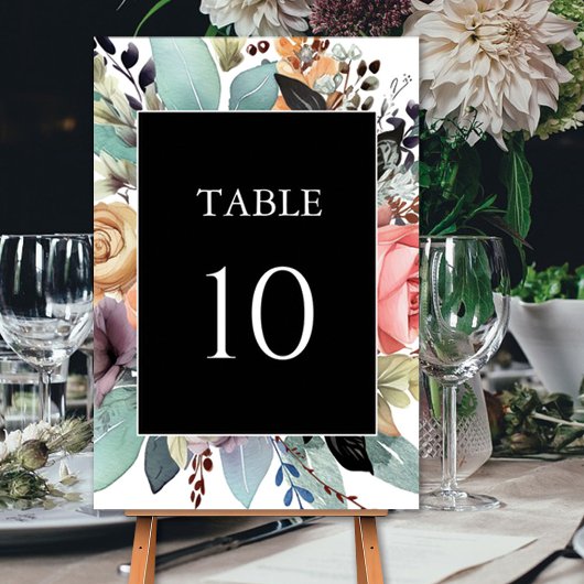 Bohemisch Floral Bouquet Wasserfarbe Tischnummer