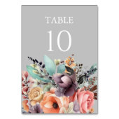 Bohemisch Floral Bouquet Wasserfarbe Tischnummer (Vorderseite)