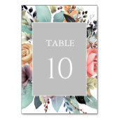 Bohemisch Floral Bouquet Wasserfarbe Tischnummer (Vorderseite)