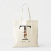 Bohemisch florale Monogramm Tragetasche (Vorne)