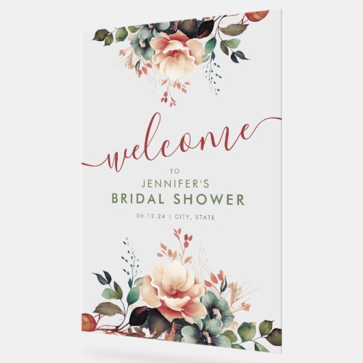 Bohemisch Garden Blumenladen Brautparty Willkommen Acrylschild (Winkel)