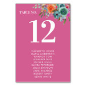 Bohemisch Garden Hot Pink Boho Wildblume Hochzeit Tischnummer (Vorderseite)