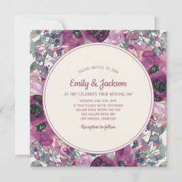 Bohemisch Garden Lila Wasserfarbenwelt Hochzeit de Einladung