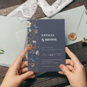 Bohemisch gestrichene Blume Hochzeit von Navy Blue Einladung