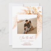 Bohemisch getrocknete Blume und Pampas-Gras-Foto Einladung (Vorderseite)