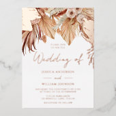 Bohemisch getrocknete Blumenzwiebeln Rose Gold Folieneinladung (Vorderseite)