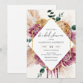 Bohemisch getrocknete Bouquet-Bridal-Dusche Einlad Einladung (Vorne/Hinten)