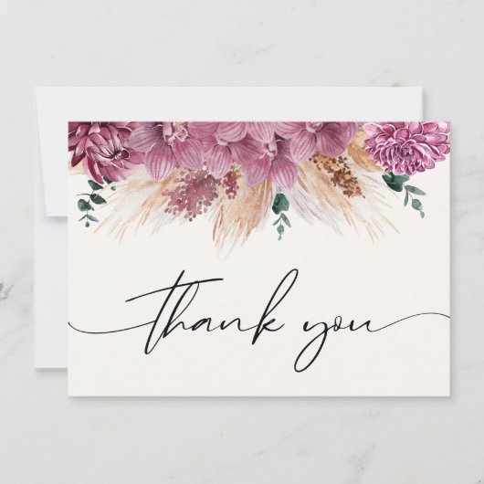 Bohemisch getrocknete Bouquet Pampas Grass Vielen Mitteilungskarte (Vorderseite)