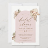 Bohemisch getrocknete Palm-Blätter Rosa Brautparty Einladung (Vorderseite)
