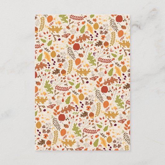 Bohemisch getrocknete Rustikale Herbstfälle Begleitkarte (Rückseite)
