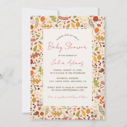 Bohemisch getrocknete rustikale Herbstfälle Kinder Einladung (Vorderseite)