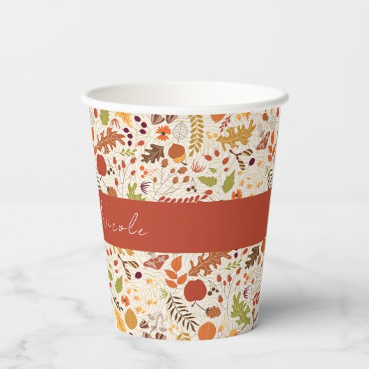 Bohemisch getrocknete Rustikale Herbstfälle Pappbecher (Rückseite)