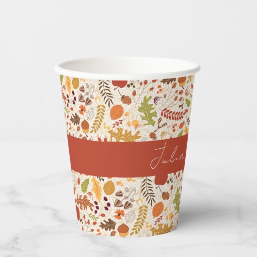 Bohemisch getrocknete Rustikale Herbstfälle Pappbecher (Vorderseite)