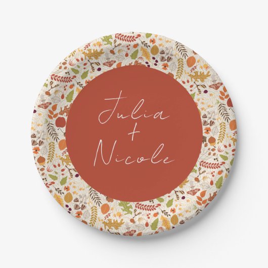 Bohemisch getrocknete Rustikale Herbstfälle Pappteller (Vorderseite)